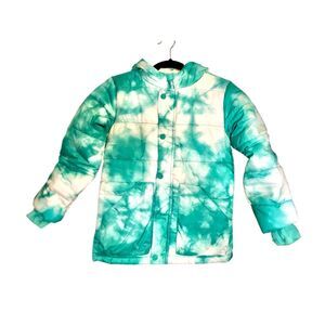 NWT Cat & Jack Unisex Tie-dye Puffer Coat sz 6 / 6X